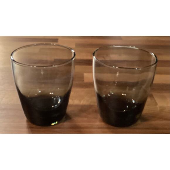 Set of 2 Vintage Libbey Smoke Gray 14 oz Glass Tumblers Weighted Bottom 4” - Picture 6 of 11